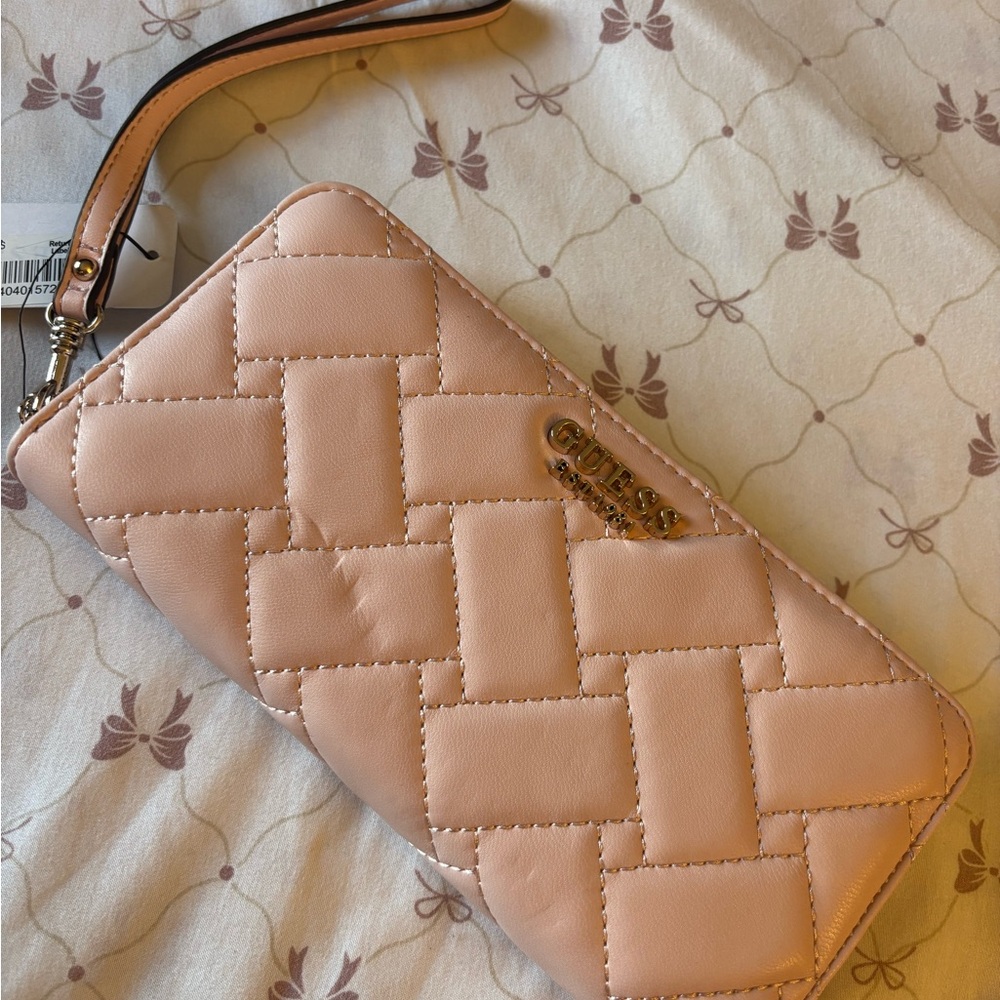 Guess Blush Quilted Wristlet